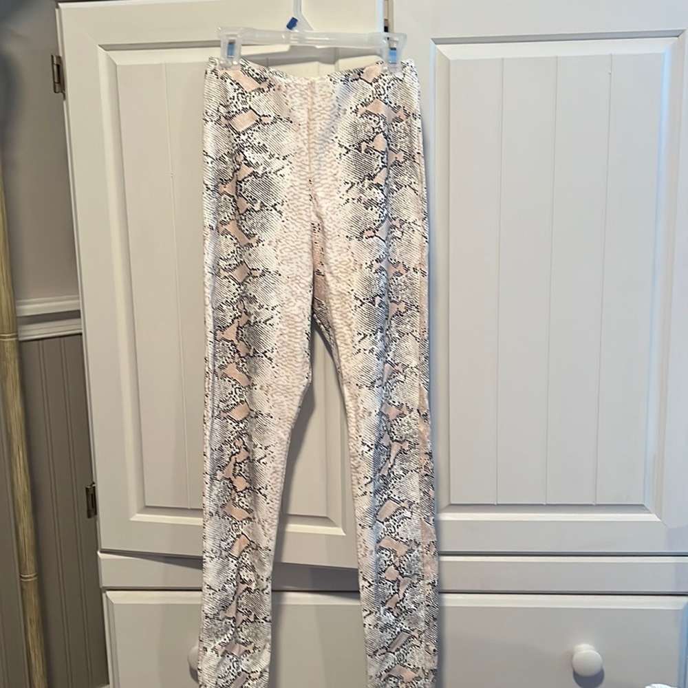 Snake, skin, print, faux, leather leggings, size 2